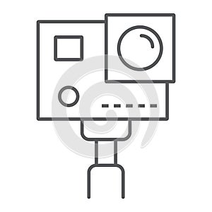 Action camera thin line icon, electronic digital