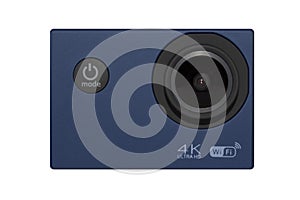 Action camera on white background