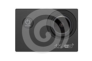 Action camera on white background
