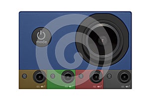Action camera on white background