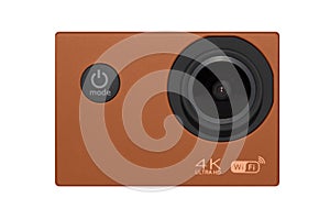 Action camera on white background