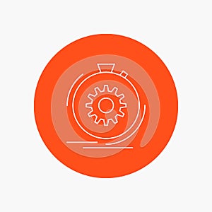 Action, fast, performance, process, speed White Line Icon in Circle background. vector icon illustration