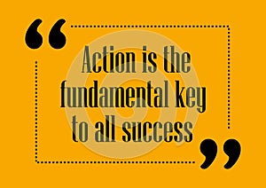 Action is the fundamental key of all success Inspirational quote Business card