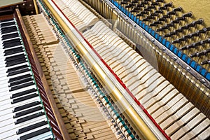 Action mechanics of an upright piano