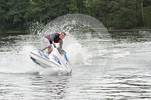 Action Photo Man on seadoo. Jet Ski Tricks. photo