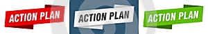 Action plan banner. action plan ribbon label sign set