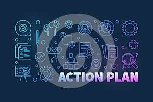 Action Plan colored outline banner. Vector illustration