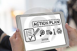 Action plan concept on a tablet