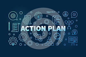 Action Plan horizontal blue outline banner on dark background