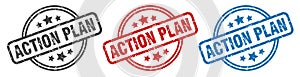 action plan stamp. action plan round isolated sign.