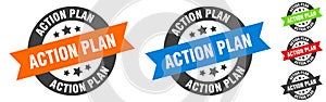 action plan stamp. action plan round ribbon sticker. tag