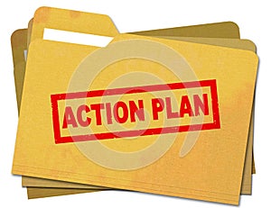 Action Plan stamped on stained file folder photo
