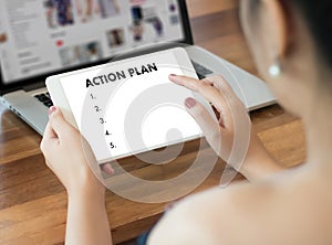 ACTION PLAN Strategy Vision Planning , Creative Development Process , business man of plan