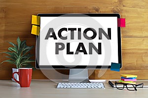 ACTION PLAN Strategy Vision Planning , Creative Development Process , business man of plan