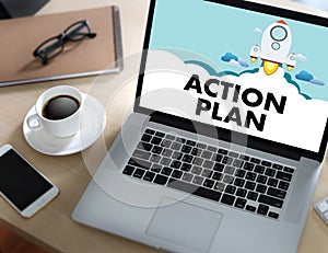 ACTION PLAN Strategy Vision Planning , Creative Development Process , business man of plan