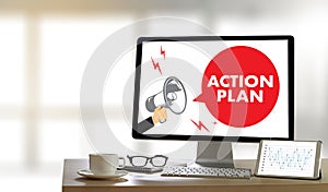 ACTION PLAN Strategy Vision Planning , Creative Development Process , business man of plan