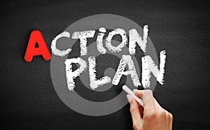 Action Plan text on blackboard