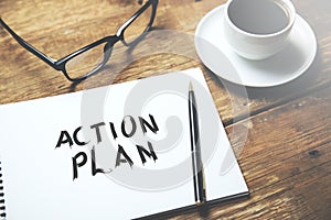 Action plan text on notepad