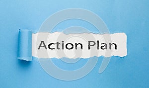 Action plan text on paper