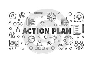 Action Plan vector outline illustration or banner