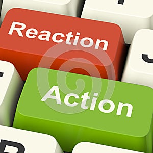 Action Reaction Computer Keys Showing Control Feedback And Response