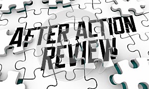After Action Review What Happened Puzzle Pieces Evaluation 3d Illustration photo