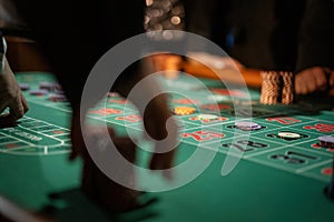 Action at the Roulette Table in a Casino