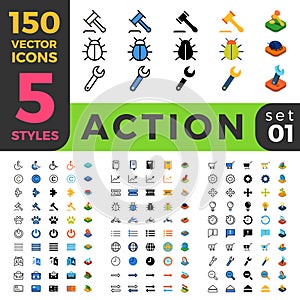 Action Settings 150 line flat isometric mobile web