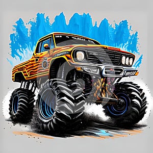 action shot of a monster trucks