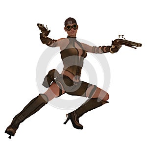 Action steampunk warrior girl