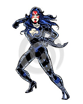 Action super hero woman comic book illustrated character