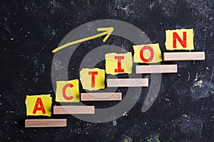 Action word on steps photo