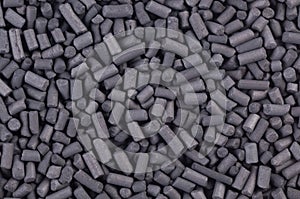 Activated carbon granules close up