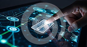 Activating AI System on Futuristic Digital Interface