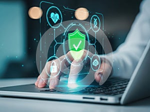 Activating cybersecurity shield on laptop