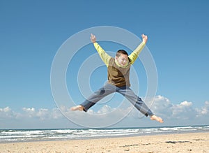 Active boy on the beach