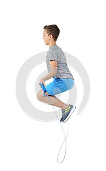 Active boy jumping rope