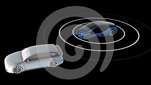 Active car sensors on a black background