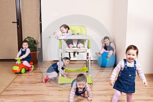 Active child messing around in the kitchen