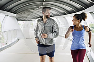 Active couple working out together