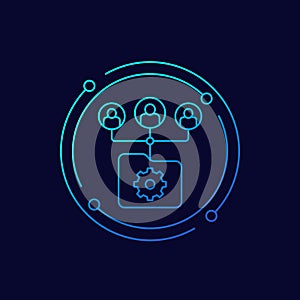 active directory icon with users, linear design