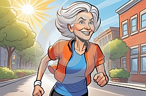 active elderly ladies doing sports on natural background, active lifestyle, healthy ageing