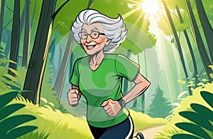 active elderly ladies doing sports on natural background, active lifestyle, healthy ageing