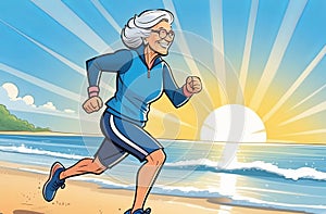 active elderly ladies doing sports on natural background, active lifestyle, healthy ageing