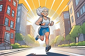 active elderly ladies doing sports on natural background, active lifestyle, healthy ageing