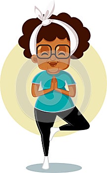 Active Elderly Woman in Yoga Pose Vector Illustration photo