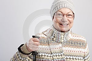 Active female pensioner smiling