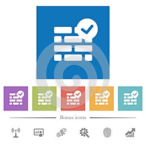 Active firewall flat white icons in square backgrounds photo