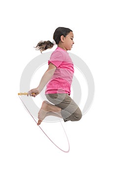 Active Girl Jumping with Skipping Rope