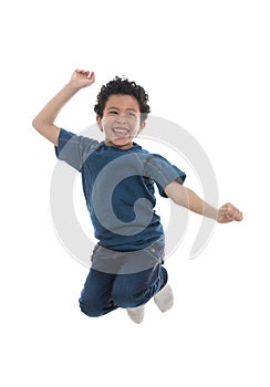Active Happy Boy Jumping with Joy